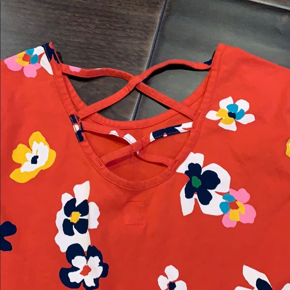 Gap Size XL Salmon Criss Cross Back Floral Dress - Picture 3 of 3